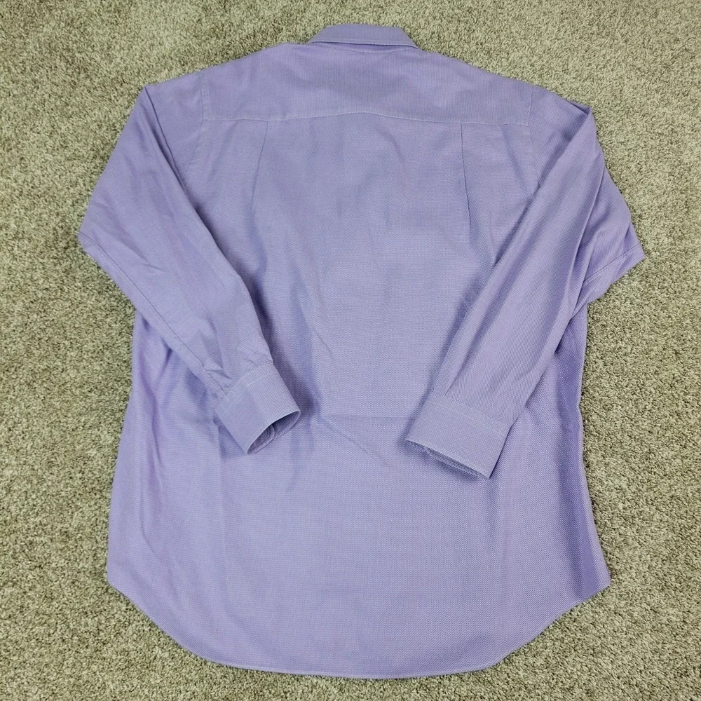 David Donahue Trim Mens 17.5-34/35 Purple Button Up Long Sleeve - Picture 3 of 6